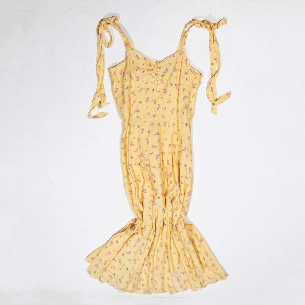 NEW Bardot Midi Bow Tie Yellow Ditsy Floral Flower Print Pattern Dress 8